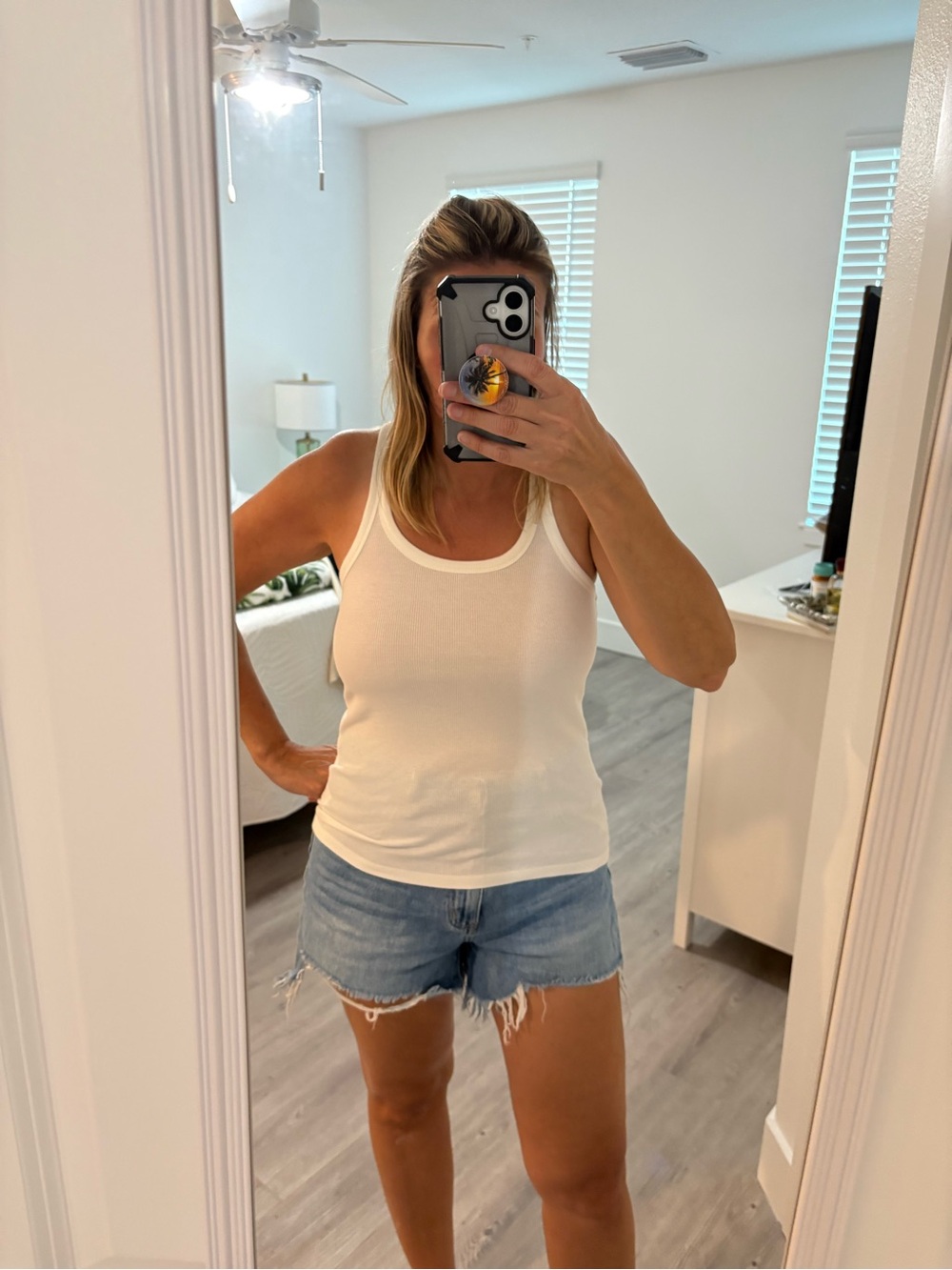 Double Zero Cream Ribbed Scoop Tank